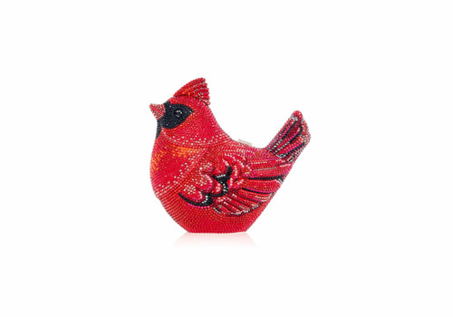 *Virtual Trunk Show* Judith Leiber Couture Bird Cardinal in Silver Light Siam Multi