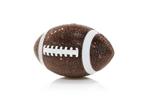 *Virtual Trunk Show* Judith Leiber Couture Football Purse in Silver Brown Multi