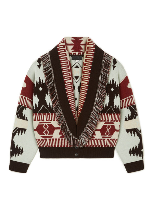 ALANUI Icon Jacquard Cardi-Bomber in Wave-Sandal Wood