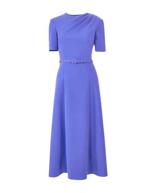 Carolina Herrera Draped Midi Dress with Belt in Bluebell