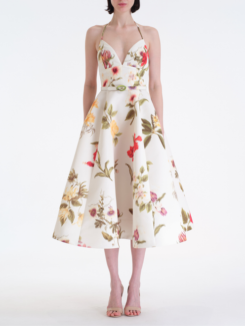 *VIRTUAL TRUNK SHOW* Oscar de la Renta Chine Multi Floral Faille Cocktail Dress