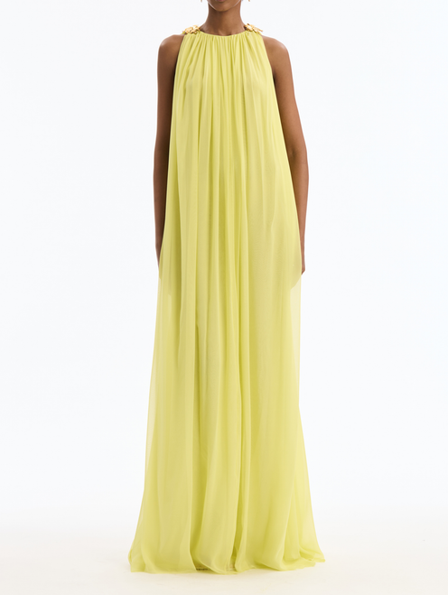 *VIRTUAL TRUNK SHOW* Oscar de la Renta Sleeveless Silk Chiffon Caftan