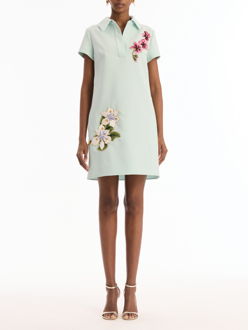 *VIRTUAL TRUNK SHOW* Oscar de la Renta Short Sleeve Embroidered Collared Wool Day Dress
