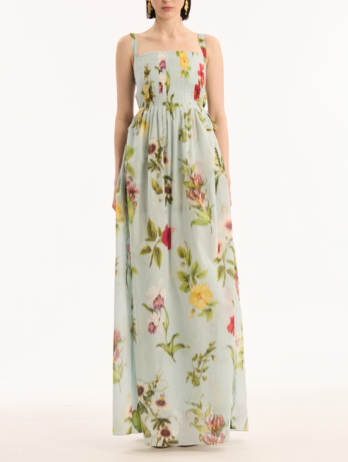 *VIRTUAL TRUNK SHOW* Oscar de la Renta Sleeveless Chine Multi Floral Printed Voile Dress