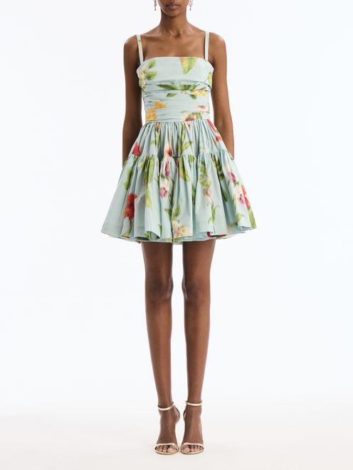 *VIRTUAL TRUNK SHOW* Oscar de la Renta Sleeveless Chine Multi Floral Poplin Day Dress