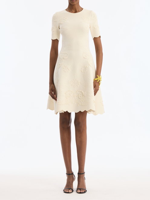 *VIRTUAL TRUNK SHOW* Oscar de la Renta Tonal Hibiscus Circle Artwork Knit Dress