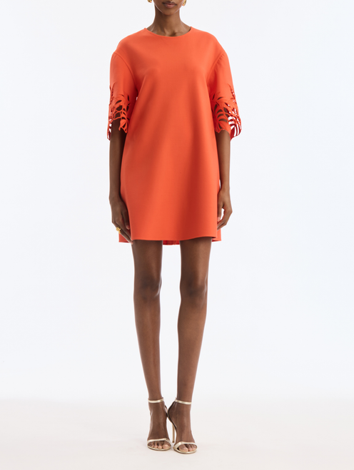 *VIRTUAL TRUNK SHOW* Oscar de la Renta Short Sleeve Palm Tree Cut Out Shift Dress