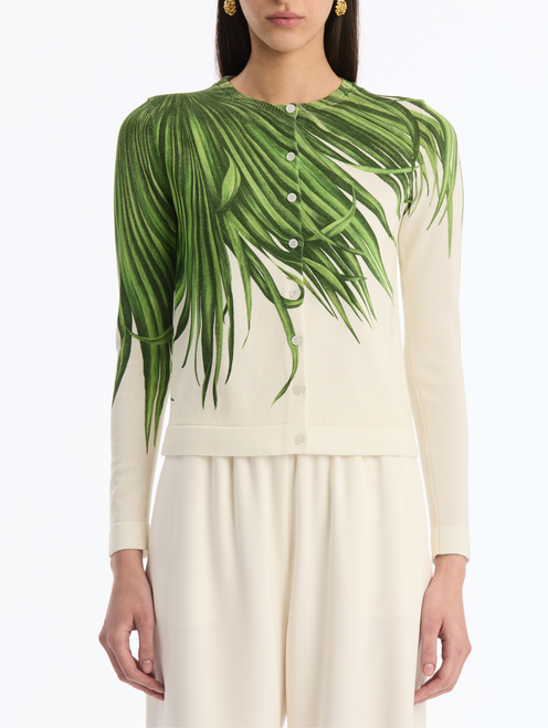 *VIRTUAL TRUNK SHOW* Oscar de la Renta Printed Palm Tree Knit Twinsest Cardigan