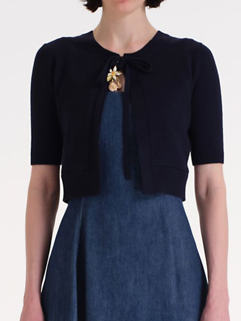 *VIRTUAL TRUNK SHOW* Oscar de la Renta Short Sleeve Twinset With Jewelry Button & Ties