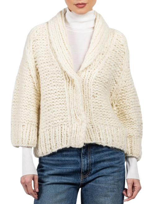 Iris Von Arnim Jonara Cashmere Cardigan in Off White, Size Medium/Large