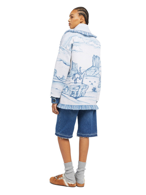 ALANUI Silent Rider Cardigan in Chalk-Bluebell, Size Small