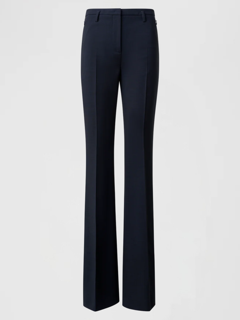 Akris Farrah Bootcut Wool Double-Face Pants in Navy, Size 6