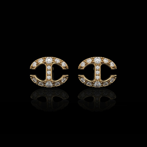 *RESERVE TODAY* Hoorsenbuhs 18K Gold Small Link Studs with Diamonds