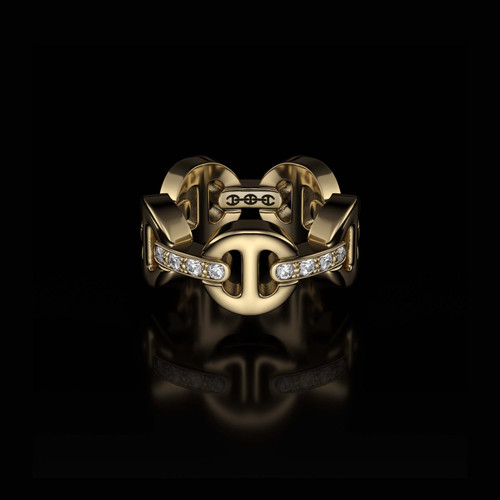 *RESERVE TODAY* Hoorsenbuhs 18K Gold Classic Tri-Link with Diamond Bridges