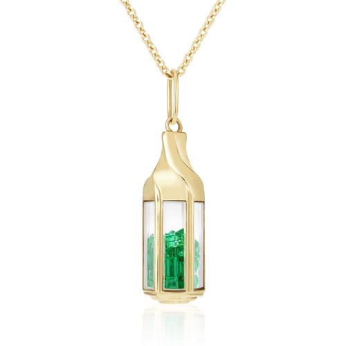 Moritz Glik 18K Yellow Gold Farol Necklace Emerald, 20"
