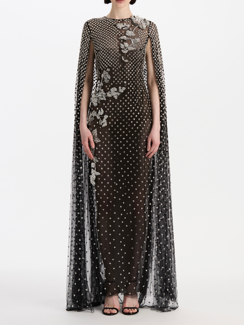 *VIRTUAL TRUNK SHOW* Oscar de la Renta Long Sleeve Mixed Botanical Threadwork Caftan