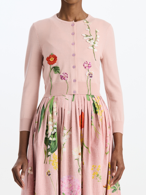 *VIRTUAL TRUNK SHOW* Oscar de la Renta Embroidered Mixed Floral Classic Cardigan