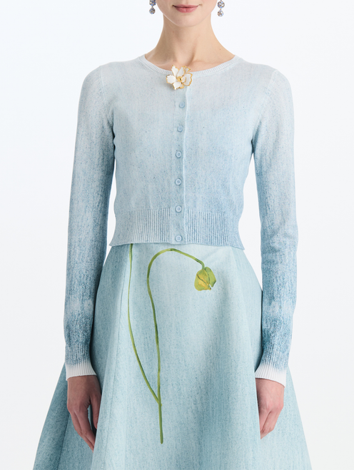 *VIRTUAL TRUNK SHOW* Oscar de la Renta Printed Cardigan With Jewelry Button