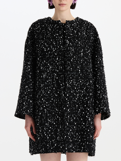 *VIRTUAL TRUNK SHOW* Oscar de la Renta Long Sleeve Peony Silk Twill Short Coat