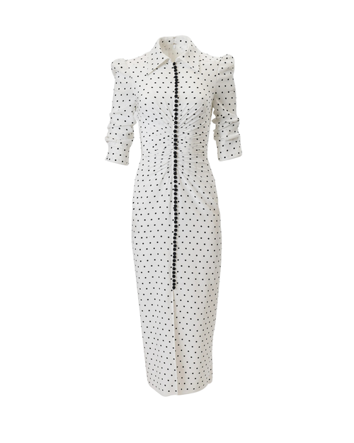 Carolina Herrera Polka Dot Shirt Dress in Ivory/Multi