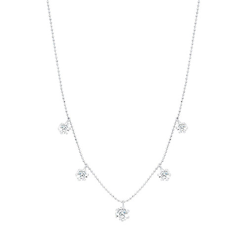 Graziela Gems 18K White Gold Large Floating Diamond Necklace