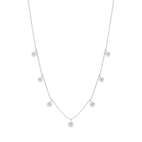 Graziela Gems 18K White Gold Medium Floating Diamond Necklace