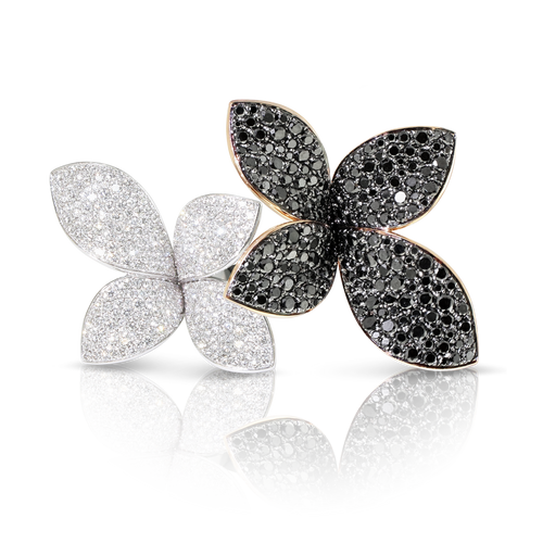 Pasquale Bruni 18K Gold Giardini Segreti Double Flower Ring with Diamonds, Size 7
