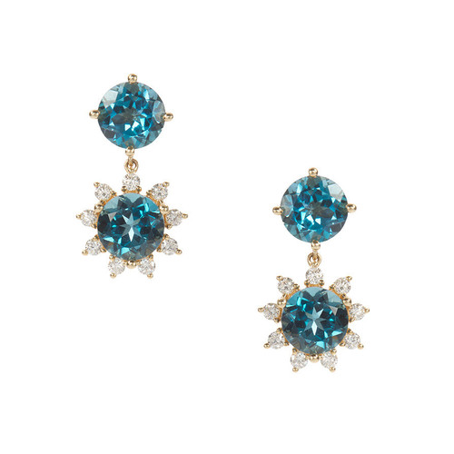 Kai Linz 14K Yellow Gold Blue Topaz Star Drop Earrings