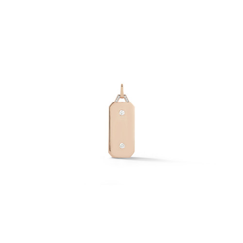 Walters Faith Dora 18K Rose Gold and Diamond Small Tablet Charm With 2 Round Brilliant Cut Stones