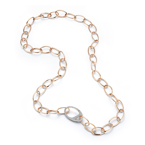 Walters Faith Garnett 18K Rose Gold and Diamond Large Oval Link Necklace, 20"