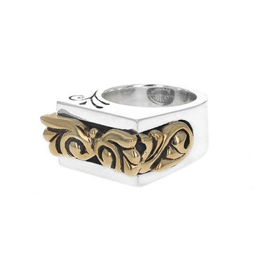 King Baby Studio Squared-Off Gold Scroll Ring, Size 11