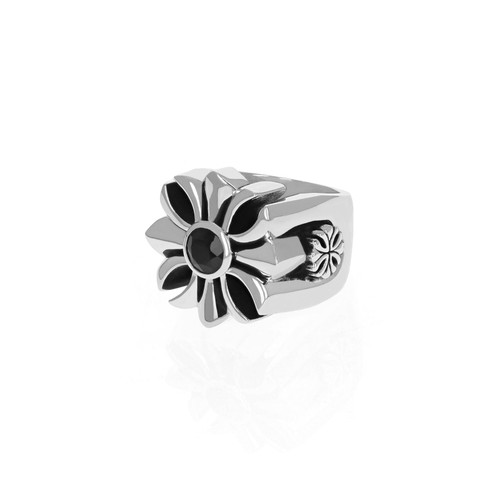 King Baby Studio Gothic Cross Ring with Black Onyx Stone, Size 11