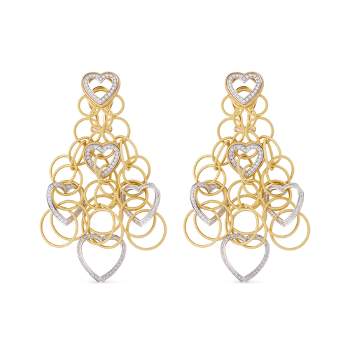 Buccellati Hawaii 18K Yellow and White Gold Heart Earrings with Diamonds