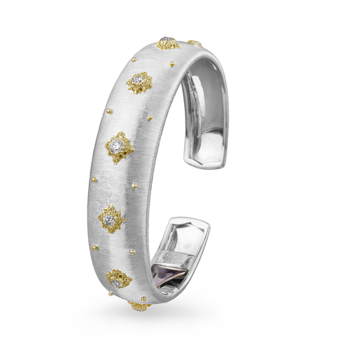 Buccellati Macri 18K White and Yellow Gold Diamond Cuff Bracelet (15.5cm)