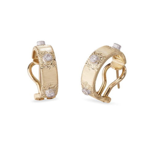 Buccellati Macri Classica 18K Yellow Gold Diamond Hoop Earrings