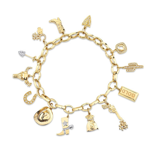 Sydney Evan 14K Yellow Gold & Diamond Western Multi-Charm Bracelet