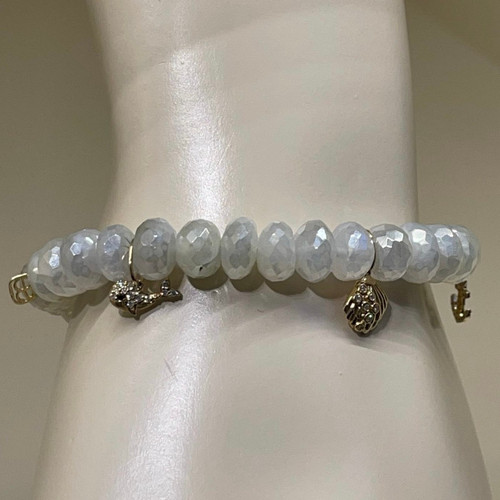 Sydney Evan 14K Yellow Gold & Diamond 5 Marine Theme Charms on Prehnite Bead Bracelet