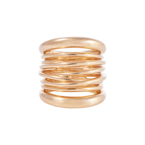 Sidney Garber 18K Yellow Gold Tall Scribble Ring, Size 7