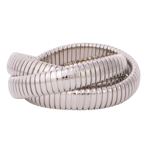 Sidney Garber 18K White Gold 3 Band Rolling Bracelet (12mm), Size 18CM
