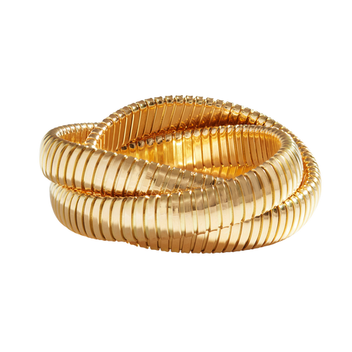 Sidney Garber 18K Yellow Gold 3 Band Rolling Bracelet (12mm), Size 16.5cm