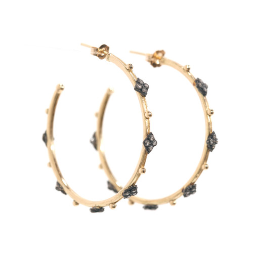 Armenta 18K Yellow Gold and Sterling Silver Medium Crivelli Hoop Earrings, 35mm