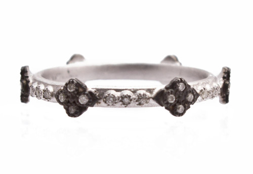 Armenta Sterling Silver & Blackened Sterling Silver Crivelli Stack Band Ring, Size 6.5