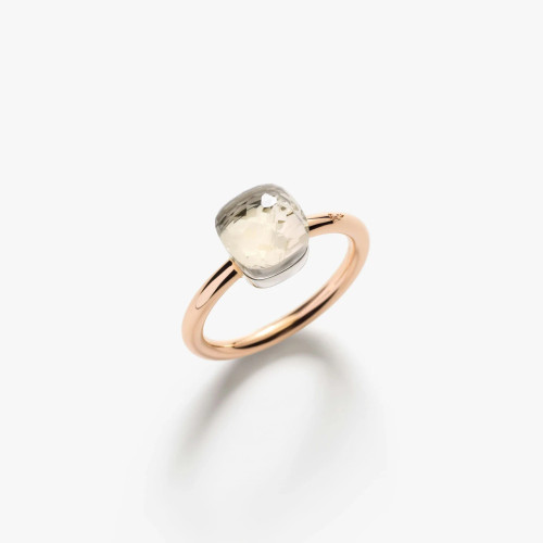 Pomellato Nudo 18K Rose and White Gold White Topaz Petit Ring