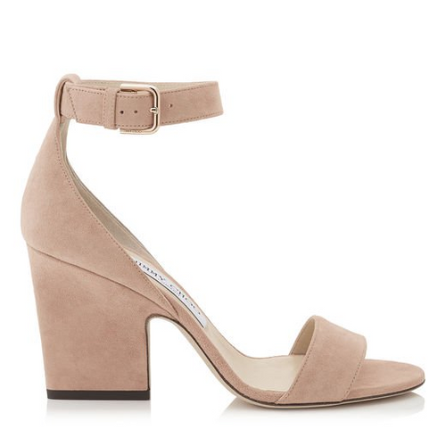 Jimmy Choo Edina 35 Suede Sandals in Ballet Pink, Size 40