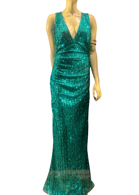 Chiara Boni La Petite Robe Ryosei Paillettes Long ZP Gown in Emeraude