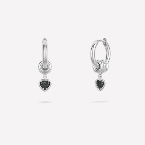 *SHOP & SIP*Spinelli Kilcollin Zahra Heart Silver Noir Earrings