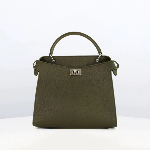 Michino Leather Handbag Lutece Mini in Khaki