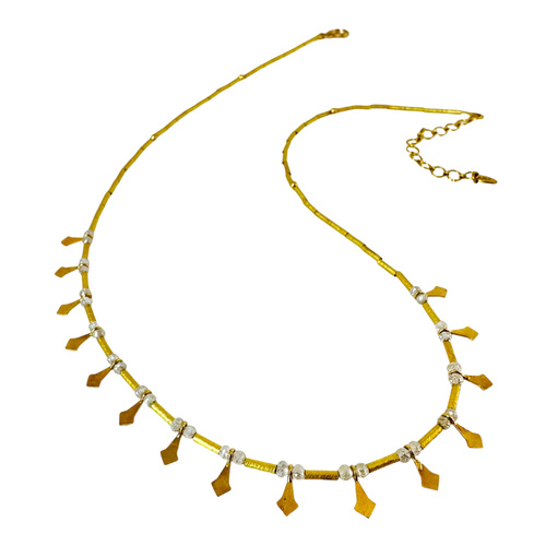 Mara Labell Designs 18K Gold The Flirt Hand Hammered Yellow Diamonds Necklace, 17"