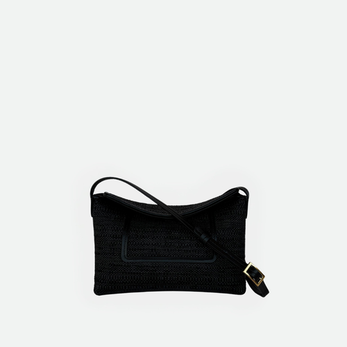Wandler Penelope Slouch Mini Raffia Bag in Black Raffia