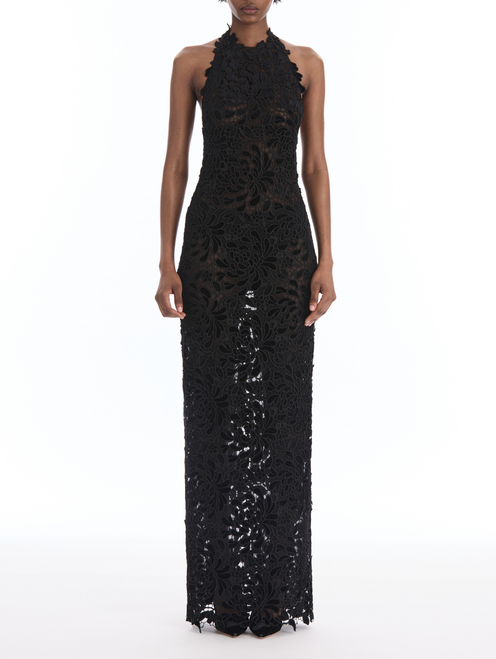 *VIRTUAL TRUNK SHOW* Oscar de la Renta Sleeveless Chrysanthemum Velvet Guipure Gown